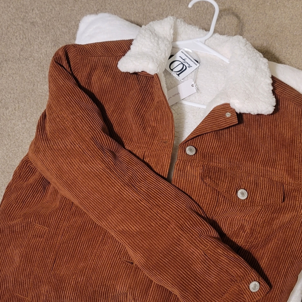 Love Tree Corduroy Jacket Brown Small